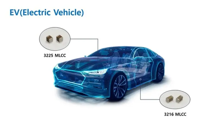 삼성전기 전기차용 MLCC 사진 (좌)헤드램프용 3225 MLCC와 (우)BMS용 3216 MLCC