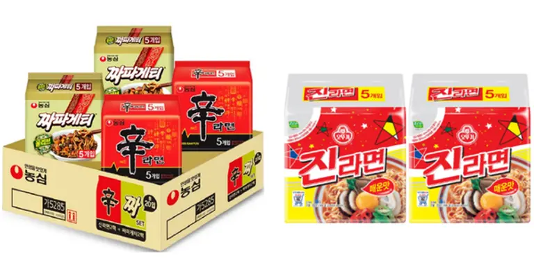 농심 신라면, 오뚜기 진라면. 