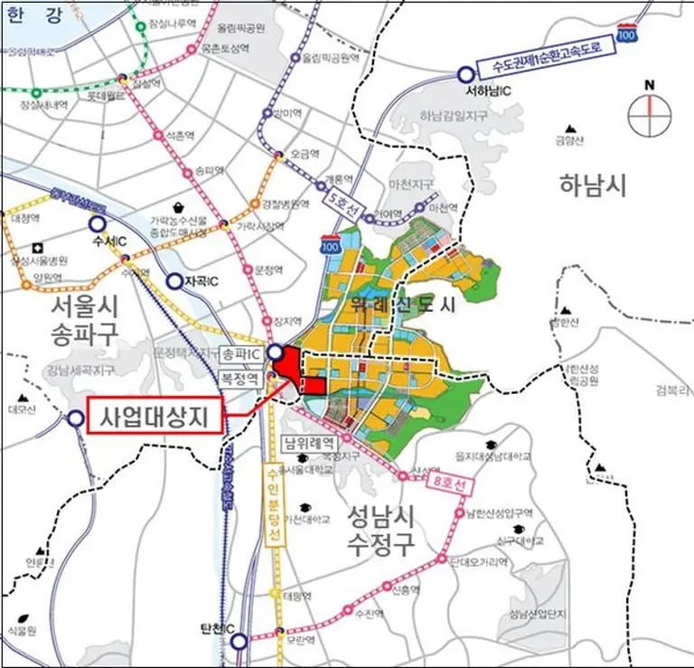 복정역세권위치도(출처. LH)