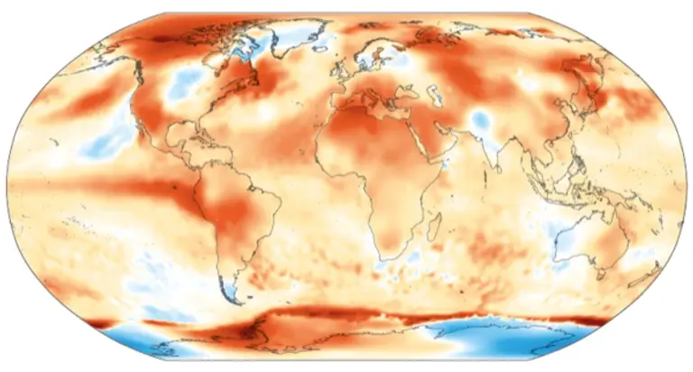  * 남북극을 포함해 전 세계가 고온에 시달린 7월의 온난화 현상. 그림=버클리어스