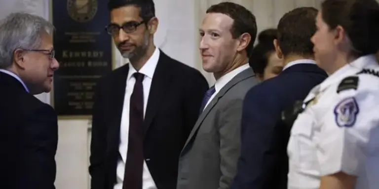 저커버그, 게이츠, 머스크 등이 13일 워싱턴 의회에서 개최된 AI 규제 회의에 참석하고 있는 모습.