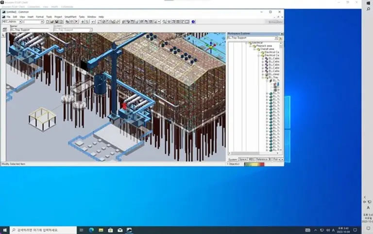 현대엔지니어링이 뉴타닉스의 HCI 기술을 도입해 구축한 ‘설계 가상화 시스템’을 이용해 3D 설계 작업을 진행하고 있는 화면 (사진제공. 현대엔지니어링)