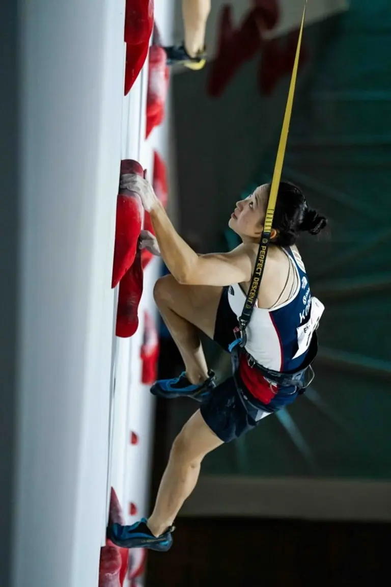 스포츠클라이밍 국가대표 정지민 선수 스피즈 종목 경기장면 (사진제공. 대한산악연맹)