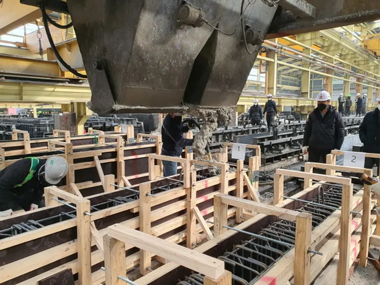 저탄소 콘크리트 실험체 제작타설 과정 (사진제공. 삼성물산)