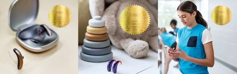 청각 기술 혁신 어워드에서 혁신상을 수장한 포낙보청기·스카이 무리티·마이포낙 주니어 앱 (사진제공. 포낙보청기) 