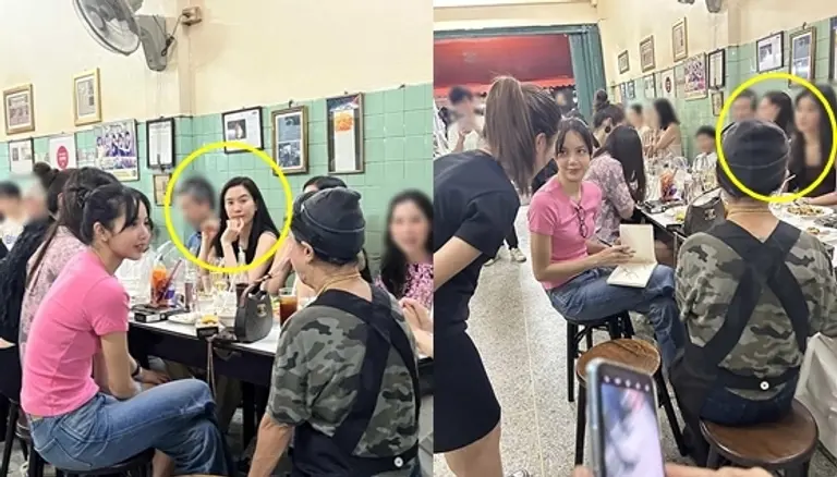 18일(현지시간) 임세령 대상홀딩스 부회장(왼쪽 사진 동그라미 안)이 딸 이원주양(오른쪽 사진 동그라미 안)이 함께 태국 미쉐린 식당 쩨파이를 방문한 모습. /쩨파이 인스타그램, 온라인커뮤니티