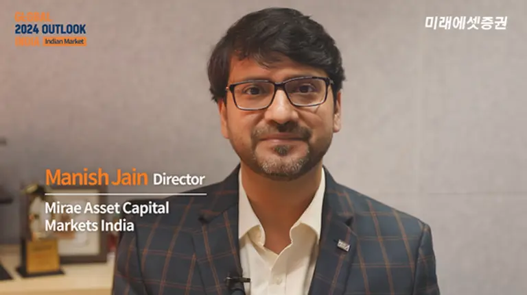 매니시 제인 미래에셋증권 인도법인 리서치 총괄 본부장이 인도 시장에 대해 설명하고 있다.