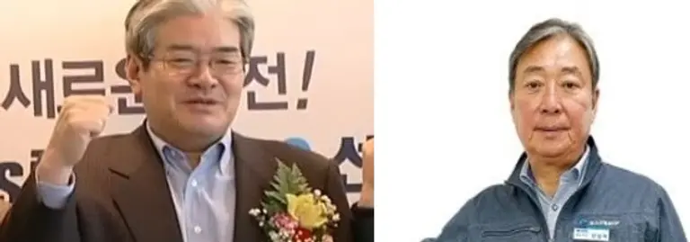  * 박철완 금호석유 전 상무의 장인 허경수 코스모그룹 회장(왼쪽)과 서울 신일고 동기인 안성덕 코스모화학 대표이사 부회장(오른쪽). 국민연금이 감시 소홀을 이유로 안 부회장의 연임안에 제동을 걸었다. 