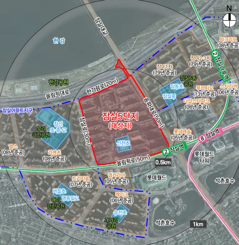 잠실아파트지구 위치도 (사진. 서울시)