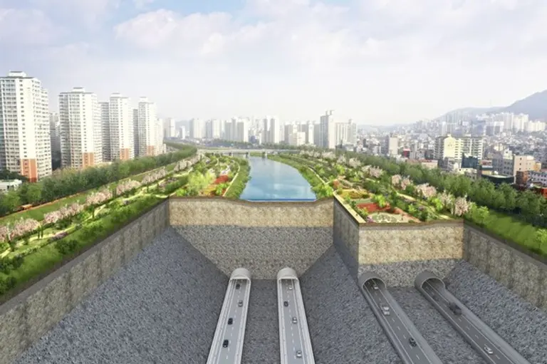 동부간선도로 지하화 사업 조감도 중랑천 횡단면 (사진. 대우건설)