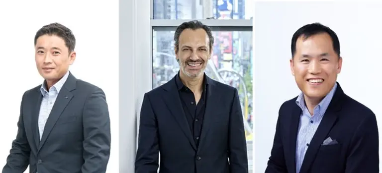사진 왼쪽부터 박태호(중국 법인장), 조반니 발렌티지(북미 법인장), 나정균(일본 법인장) (사진제공. 아모레퍼시픽)