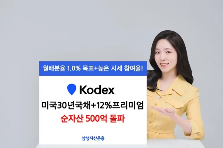 삼성자산운용 KODEX 미국30년국채+12%프리미엄 한 달만에 순자산 5백억 넘었다
