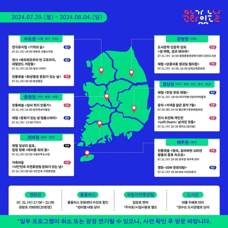 문화가 있는날, 7월 전국문화지도