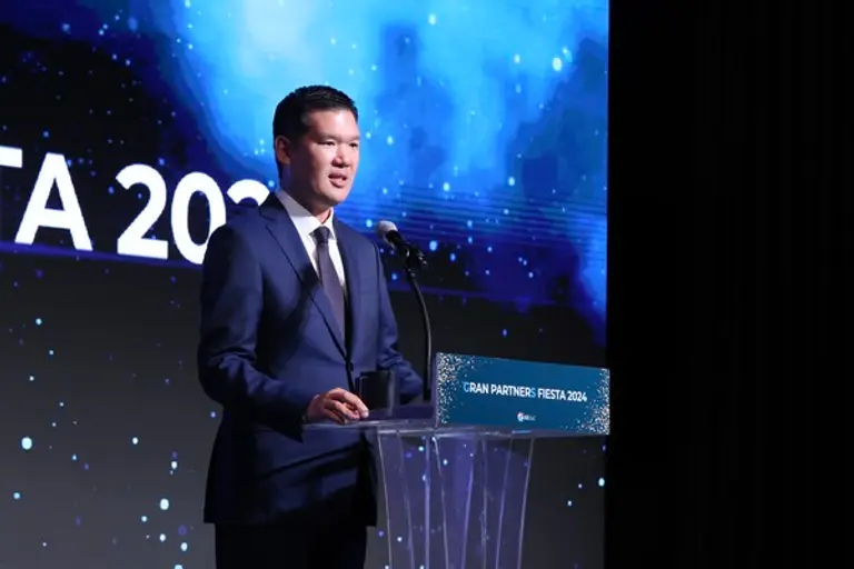 허윤홍 GS건설 대표가 그랑 파트너스 피에스타에서 인사말을 하고 있다. (사진제공=GS건설)