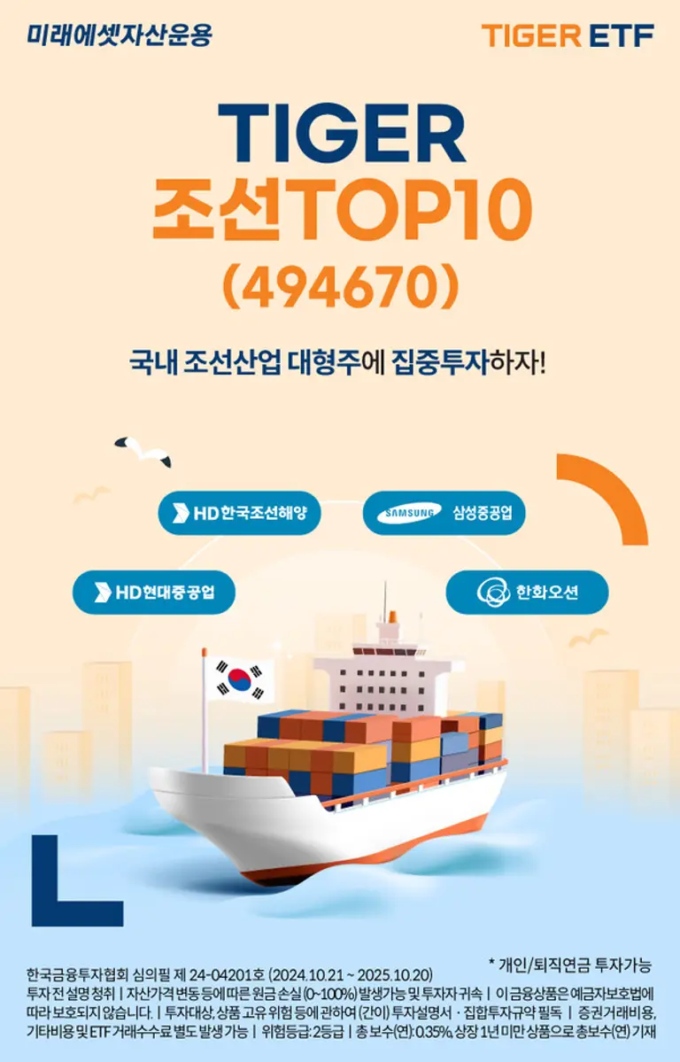 미래에셋, ‘TIGER 조선TOP10 ETF’ 신규 상장