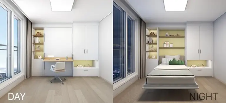 세로형 침대와 책상이 결합된 수직형 침대 시티 타입 (사진제공=희림)