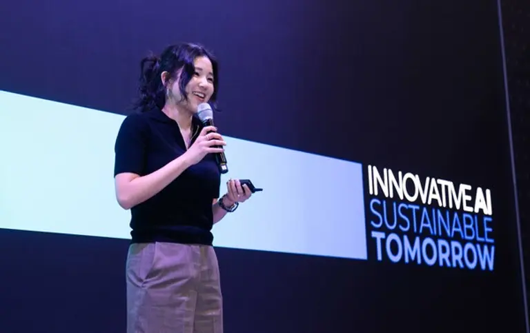 이소영 트웰브랩스 공동 창업자가 8일(현지 시각) 미국 라스베이거스에서 열린 ‘IR Pitching Day’에서 