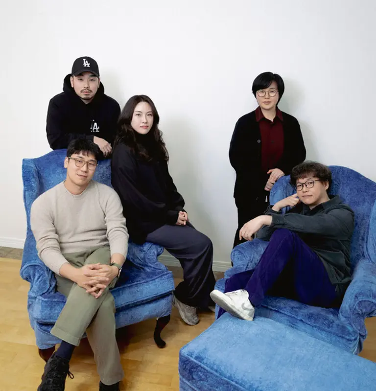 호반문화재단 H아트랩 3기에 선정된 윤태준, 이지웅, 조은솔, 박소영, 강상우 작가(사진 왼쪽부터) (사진제공=호반문화재단)