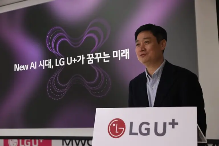 스페인 바르셀로나에서 열린 MWC25 기자간담회에 참석한 LGU+ 홍범식 사장의 모습. (제공 LGU+)