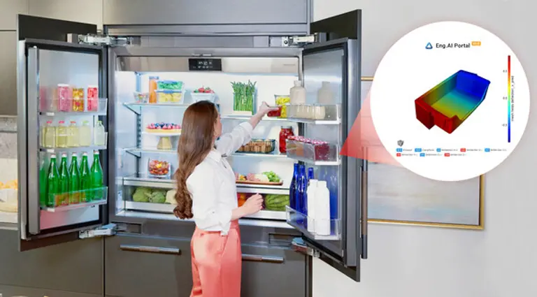 웹 기반 서비스 플랫폼인 ‘Eng.AI’를 활용해 냉장고용 부품 품질을 예측하는 모습. (제공 LG전자)