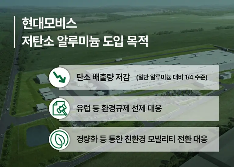 현대모비스의 저탄소 알루미늄 도입 목적 이미지. (제공 현대모비스)