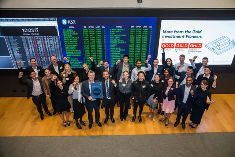 3월 호주 증권거래소(ASX)에서 글로벌엑스 오스트레일리아의 ‘Global X Gold Bullion Currency Hedged (GHLD AU)’ 신규 상장을 기념해 진행된 오프닝벨 세레모니.