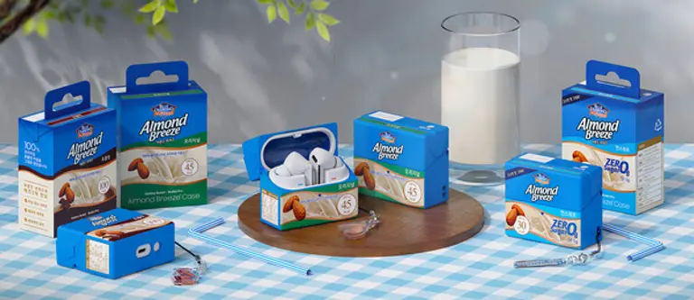 삼성전자가 매일유업과 함께 선보인 갤럭시 버즈3 시리즈 아몬드브리즈 케이스 3종. (제공 삼성전자)