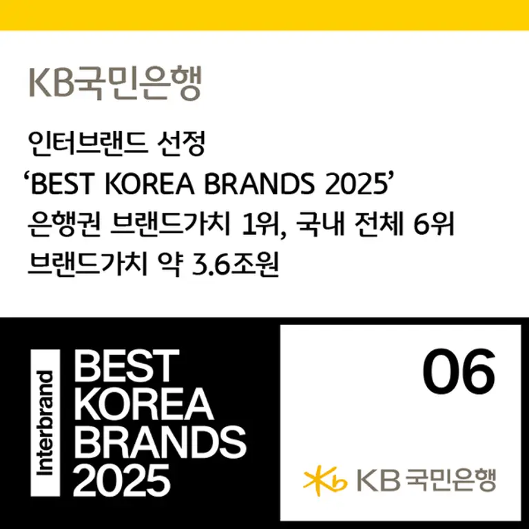 KB국민은행, 인터브랜드 `베스트 코리아 브랜드` 13년 연속 은행권 1위 선정