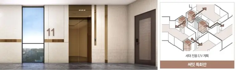‘써밋 프라니티’ 프라이빗 엘리베이터홀 및 세대전용 엘리베이터 특화(안) (사진제공=대우건설)