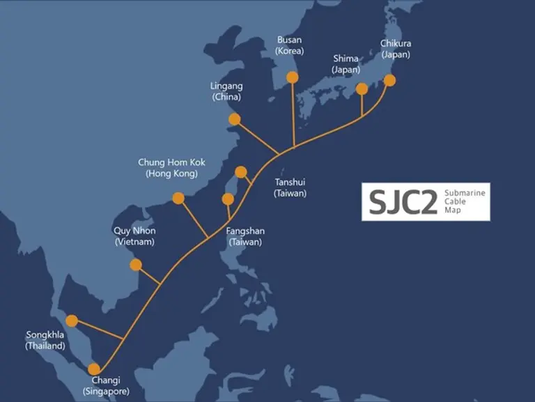 국제 해저 케이블 SJC2 경로. (제공 SK브로드밴드)