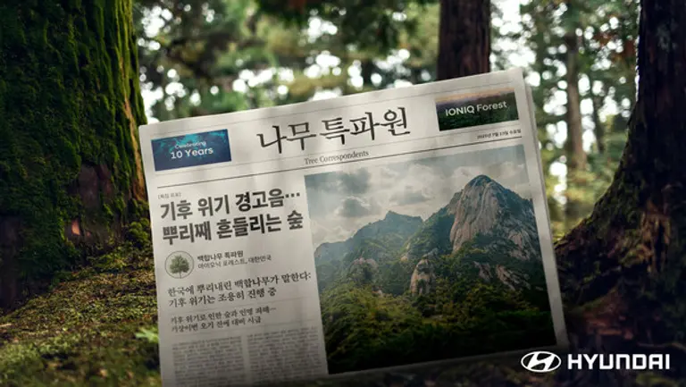 현대자동차는 칸 광고제 3관왕 수상작인 AI기반의 CSR 홍보 캠페인 ‘나무 특파원’을 공개했다. (제공 현대차)