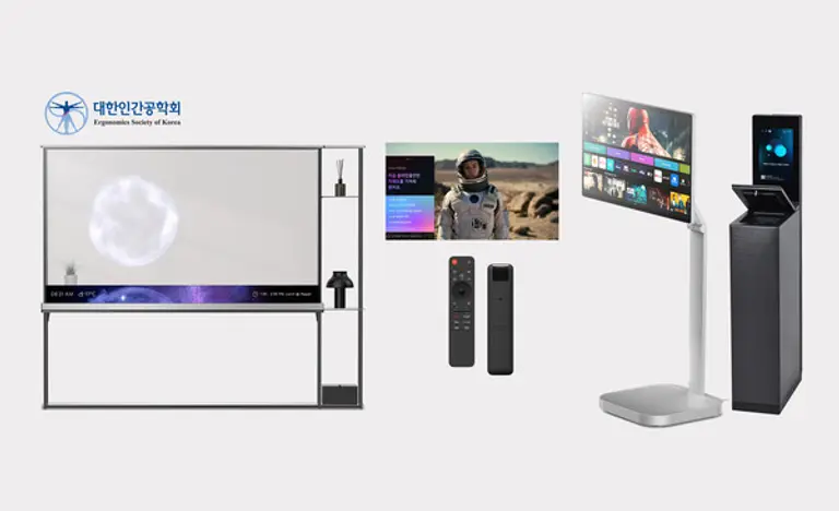 (왼쪽부터) ▲LG 시그니처 올레드 T ▲webOS AI UX 플랫폼 ▲LG AI 매직 리모컨 ▲LG 스마트모니터 스윙 ▲LG 마이컵. (제공 LG전자)