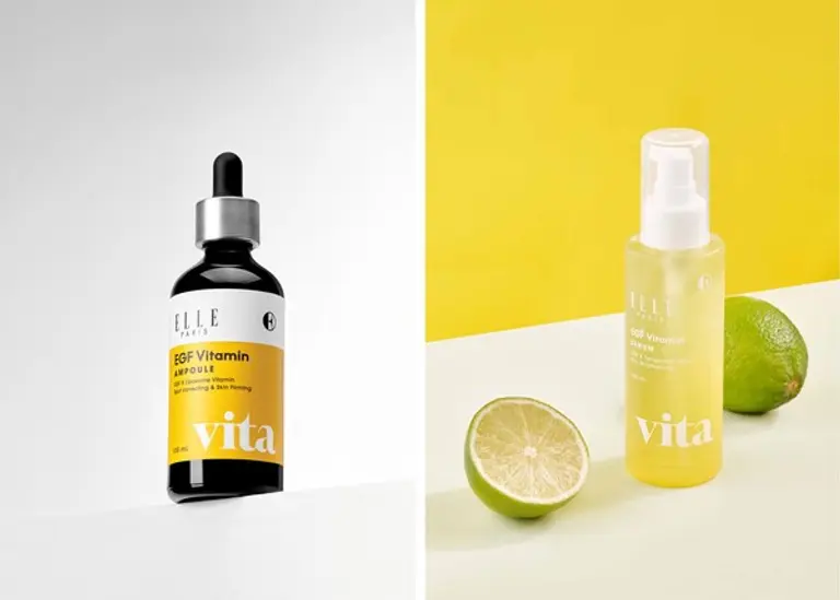 엘르파리스 EGF 비타민 앰플(왼쪽)과 비타민 세럼 상품 이미지 (사진제공=쿠팡)