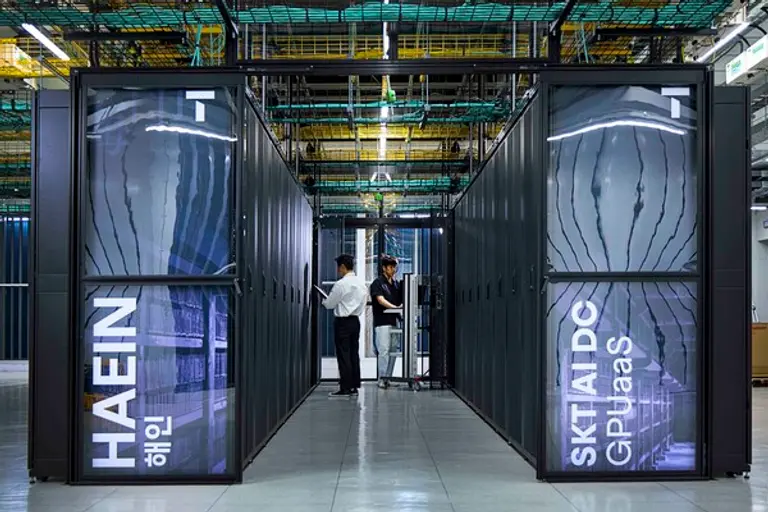 SK브로드밴드 가산 AI DC에 구축된 B200 클러스터 ‘해인’의 모습. (제공 SK텔레콤)