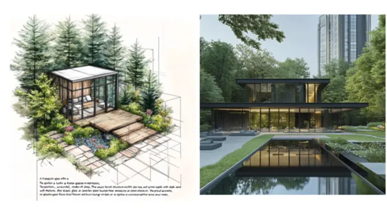 생성형 AI가 작업한 탑석 푸르지오 파크7의 힐링 라운지 (사진제공=대우건설)