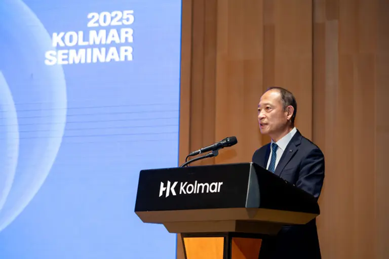 최현규 한국콜마 대표이사가 6일 서울 서초구 소재 한국콜마 종합기술원에서 열린 제3회 지속가능세미나에서 환영사를 하고 있다. (제공 한국콜마)