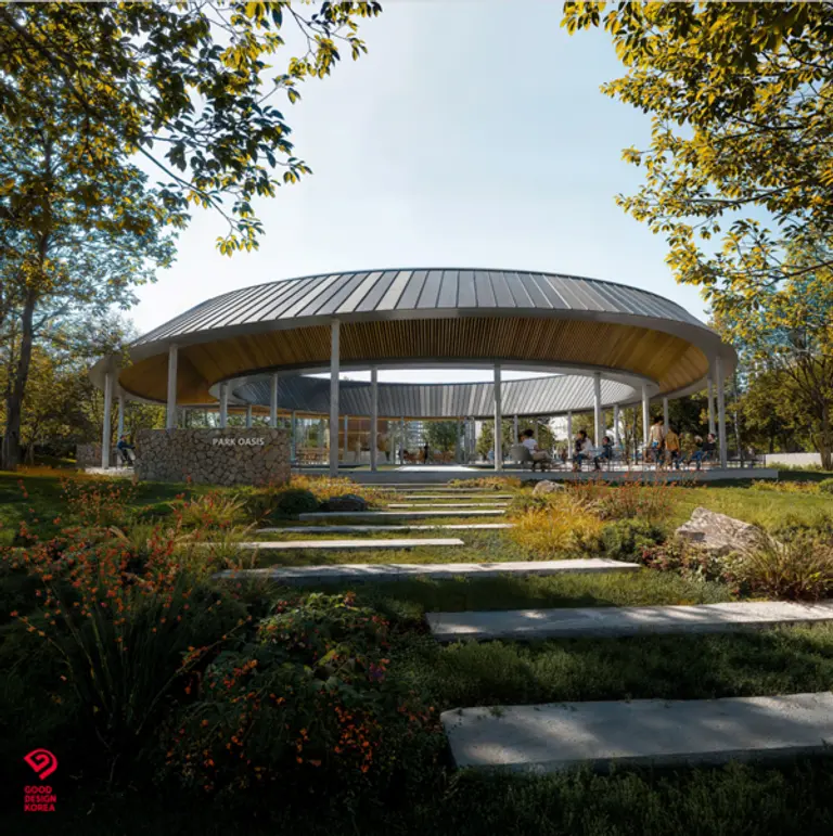 HDC현대산업개발이 선보여 올해 말 입주를 앞둔 잠실 래미안 아이파크 단지 내 파크오아시스(티하우스_HDC현대산업개발xSTAY Architects)가 2025 굿디자인어워드 코리아에서 은상(산업통상자원부 장관상)을 수상했다.