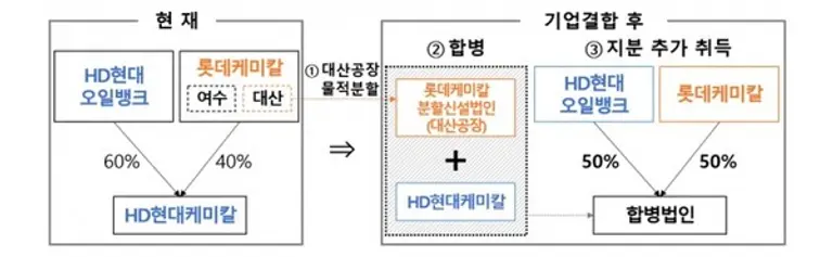 롯데케미칼과 HD현대케미칼 기업결합 구조. 공정거래위원회 제공