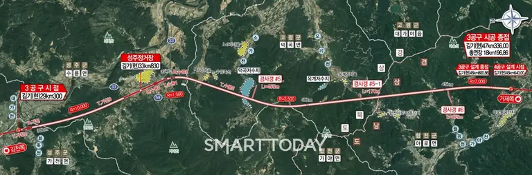 남부내륙철도(김천~거제) 건설사업 제3공구 노반신설 기타공사 위치도 (제공=HDC현대산업개발)