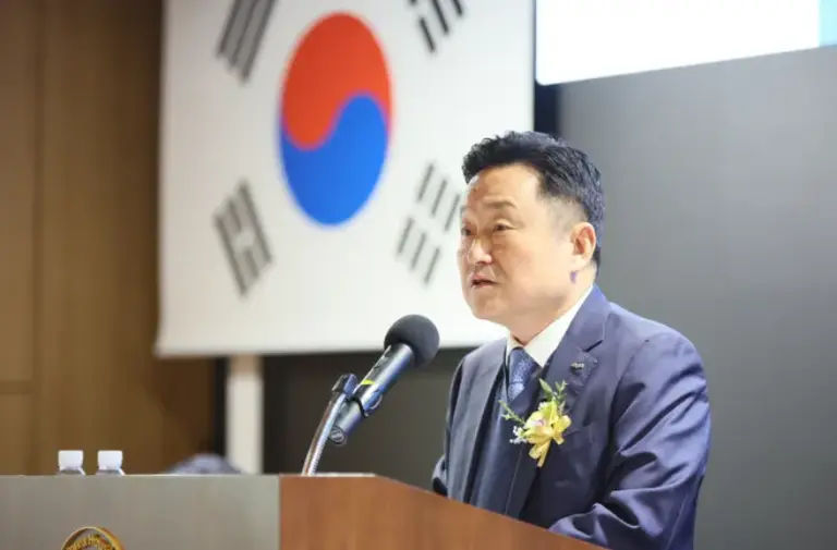 최인호 HUG 신임 사장이 취임사를 밝히고 있다. 출처=HUG