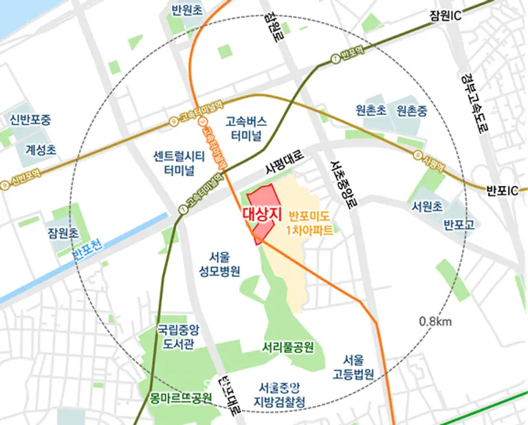  반포미도2차아파트 재건축사업 위치도 (출처=서울시)