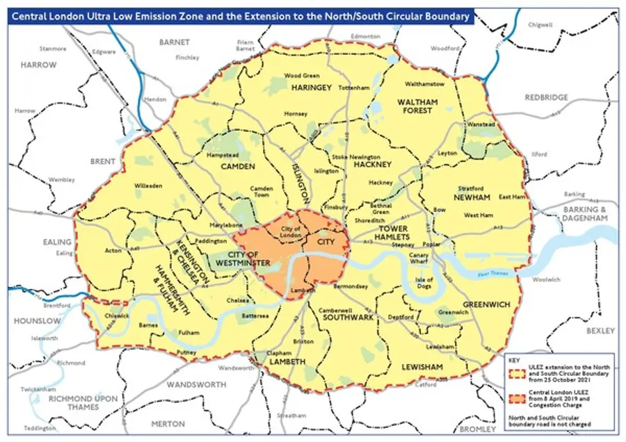 ULEZ 지도. 사진 = 런던시 홈페이지