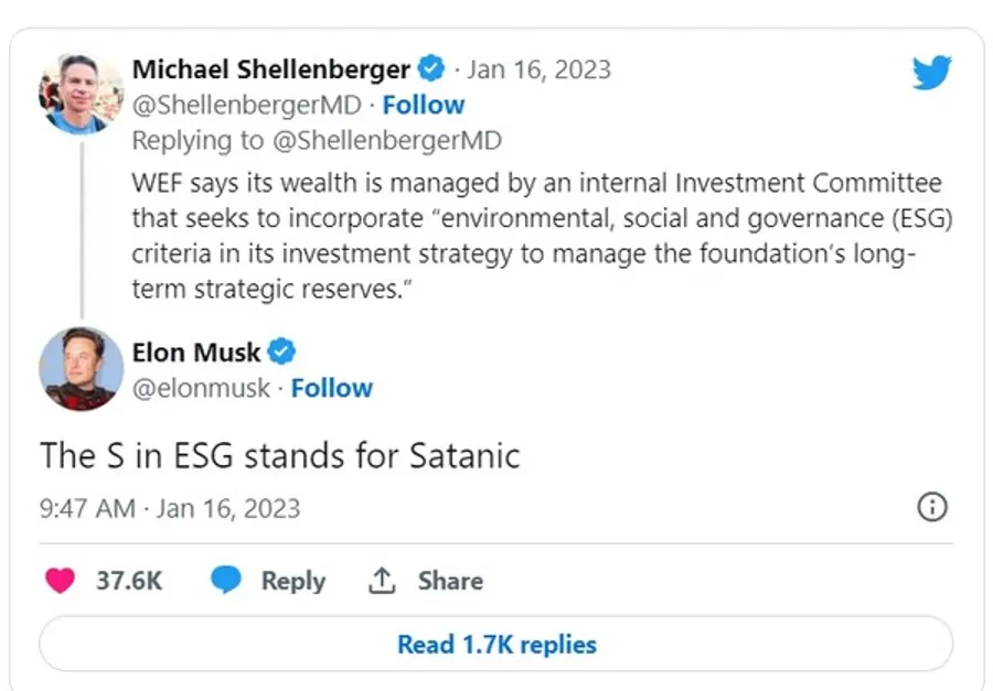 마이클 셀렌버거의 트윗에 일론 머스크가 답글을 달았다. 출처=트위터