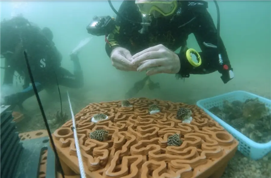  * 이키리프가 테스트하는 산호초 성장 지원 타일. 사진=아키리프