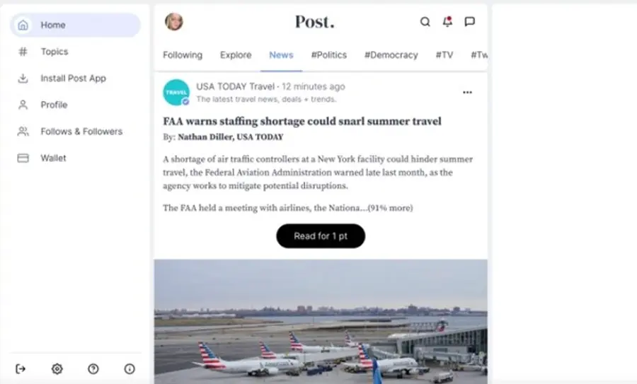 포스트 피드에는 제휴 미디어들의 뉴스가 뜬다. 출처=포스트 갈무리