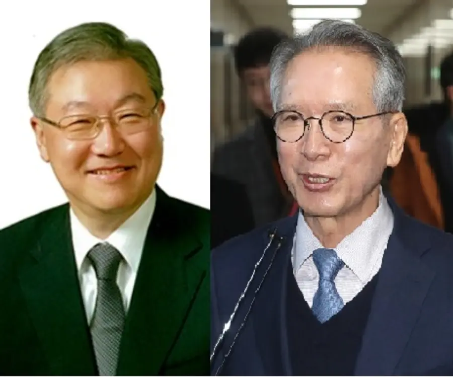  * 김성환 3대 현 롯데문화재단 이사장(좌)과 2대 재단 이사장을 지낸 김형오 전 국회의장(우)