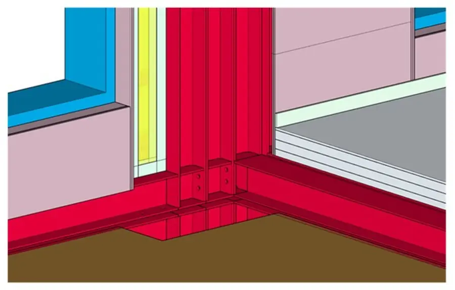 현대엔지니어링이 지난 25일 출원한 특허에서 채택한 ‘번들형 기둥’ 방식이 적용된 모듈러 유닛 내부. 소형 기둥들이 벽체 내부에 위치해 실내로 돌출되지 않아, 공간 활용을 극대화 할 수 있다.
