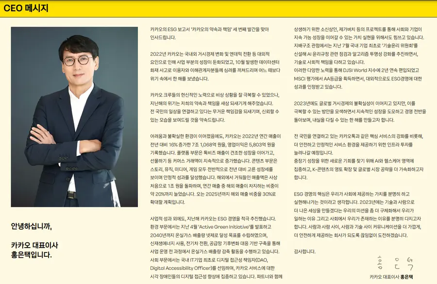 카카오 홍은택 대표이사