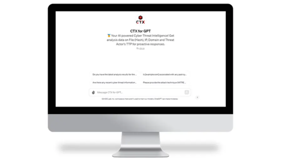 GPT 스토어에 출시된 샌즈랩의 인텔리전스 서비스 CTX 메인 화면. 회사측은 지난 17일 CTX가 오픈AI의 ‘GPTs(이하 GPT스토어)’에 정식 입점을 마쳤다고 밝혔다. 