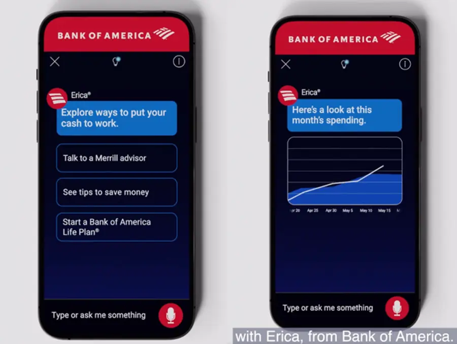 뱅크오브아메리카(BOA)의 AI 뱅커 에리카 [출처: Bank of America 홈페이지]